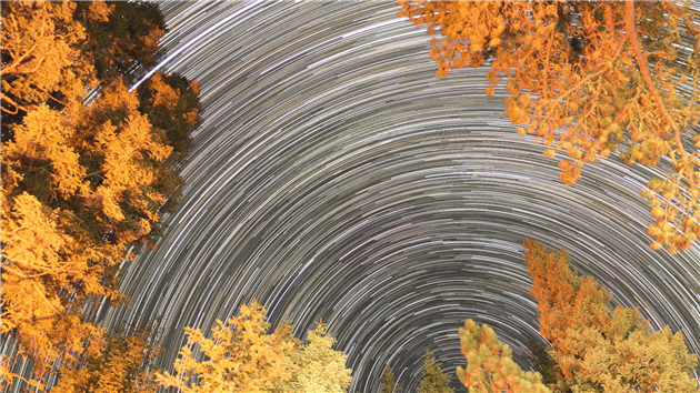 Star trails from the Manzanita Lake campground at Lassen Volcanic National Park