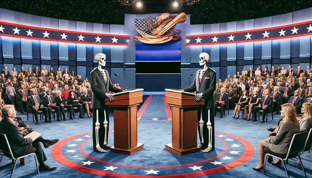 A presidential debate between two skeletons