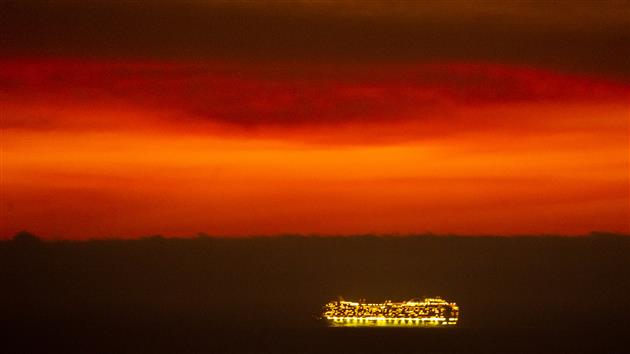 Cruise Ship departs San Francisco during incredible sunset