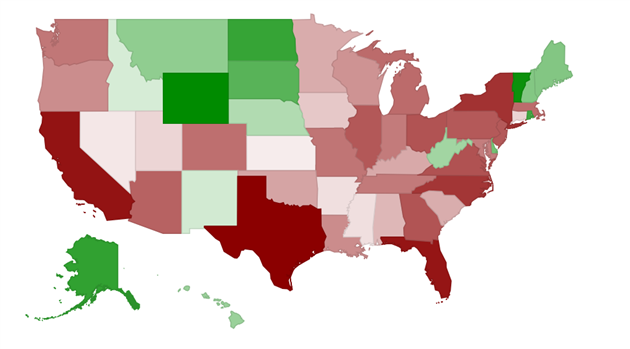 Relative influence of each state on the Electoral College