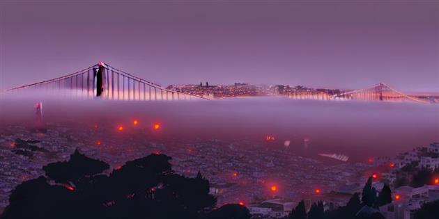 San Francisco shrouded by fog, Stable Diffusion, scale 0