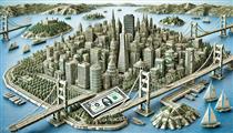 The city of San Francisco made from origami&#160;dollar bills.