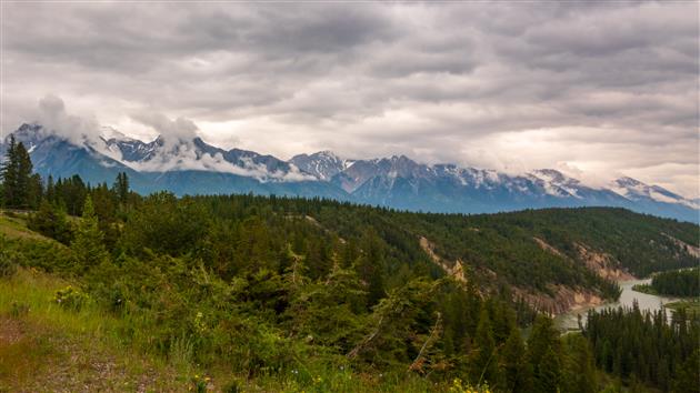 View along the Bow River in Banff