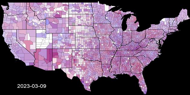 Visualizing Coronavirus Deaths by US County (Cumulative)