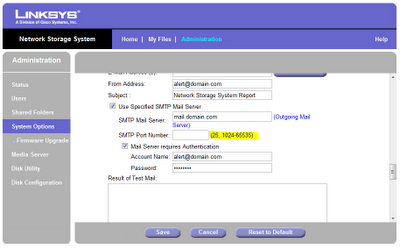 Linksys NAS Email Alert Fail
